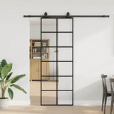 Vidaxl schuifdeur met beslagset 76x205 cm esg glas zwart - afbeelding 1