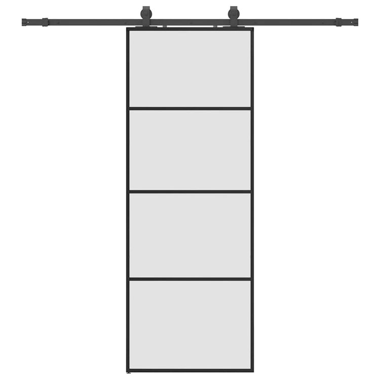 Vidaxl schuifdeur met beslagset 76x205 cm esg glas zwart