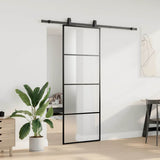 Vidaxl schuifdeur met beslagset 76x205 cm esg glas zwart - afbeelding 3