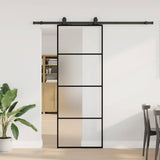 Vidaxl schuifdeur met beslagset 76x205 cm esg glas zwart - afbeelding 1