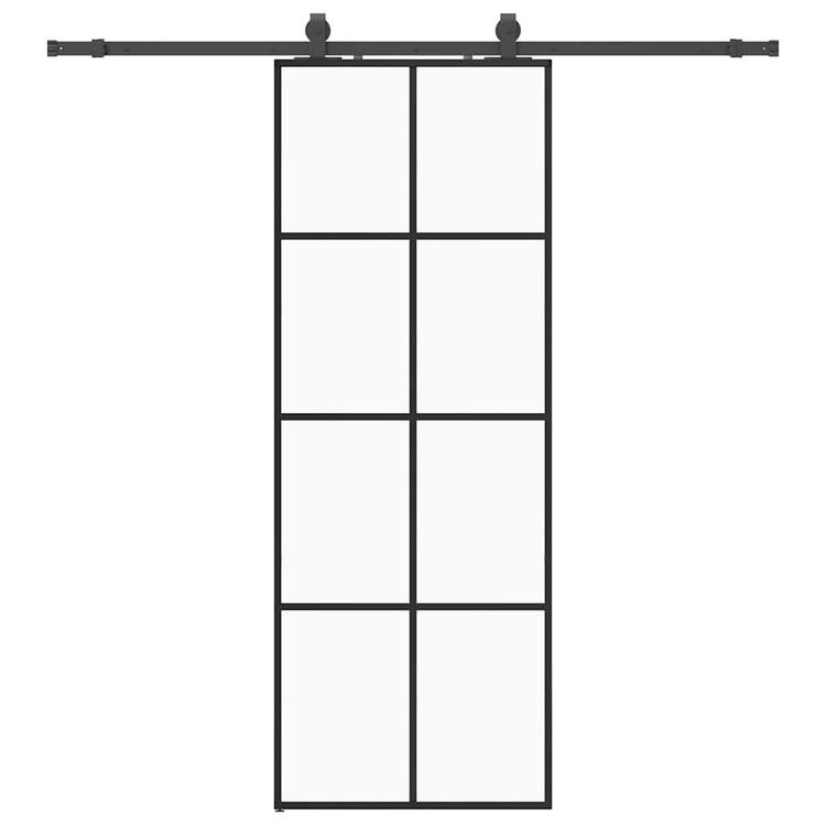 Vidaxl schuifdeur met beslagset 76x205 cm esg glas zwart