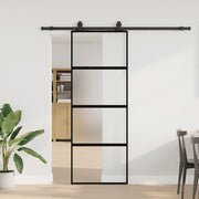Vidaxl schuifdeur met beslagset 76x205 cm gehard glas zwart - afbeelding 1