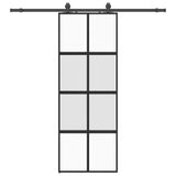 Vidaxl schuifdeur met beslagset 76x205 cm gehard glas zwart - afbeelding 2
