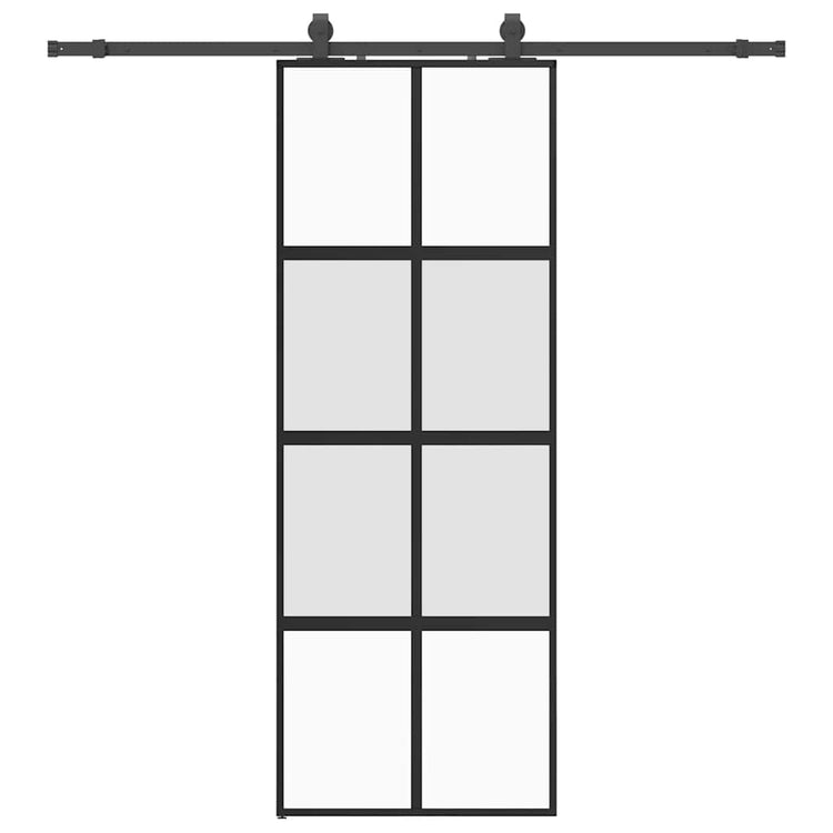 Vidaxl schuifdeur met beslagset 76x205 cm gehard glas zwart