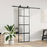 Vidaxl schuifdeur met beslagset 76x205 cm gehard glas zwart - afbeelding 3