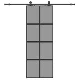 Vidaxl schuifdeur met beslagset 76x205 cm gehard glas zwart - afbeelding 2