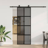 Vidaxl schuifdeur met beslagset 76x205 cm gehard glas zwart - afbeelding 1