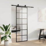 Vidaxl schuifdeur met beslagset 76x205 cm esg glas zwart - afbeelding 3