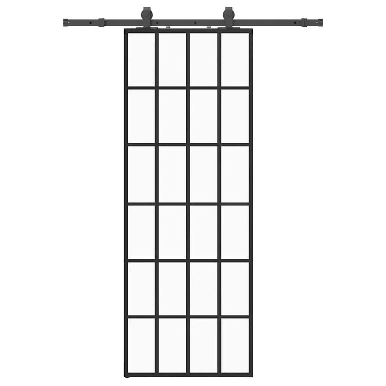 Vidaxl schuifdeur met beslagset 76x205 cm esg glas zwart