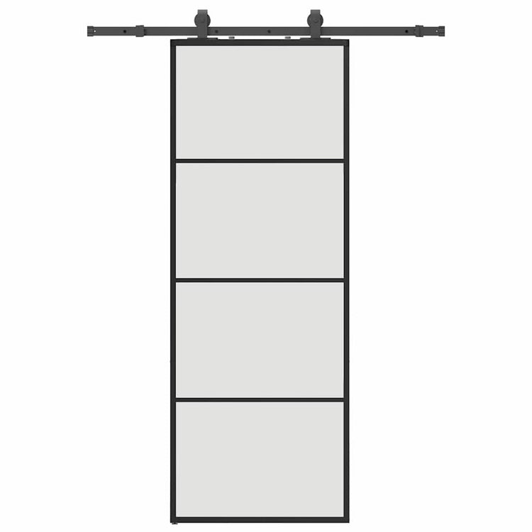 Vidaxl schuifdeur met beslagset 76x205 cm esg glas zwart