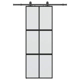 Vidaxl schuifdeur met beslagset 76x205 cm gehard glas zwart - afbeelding 2