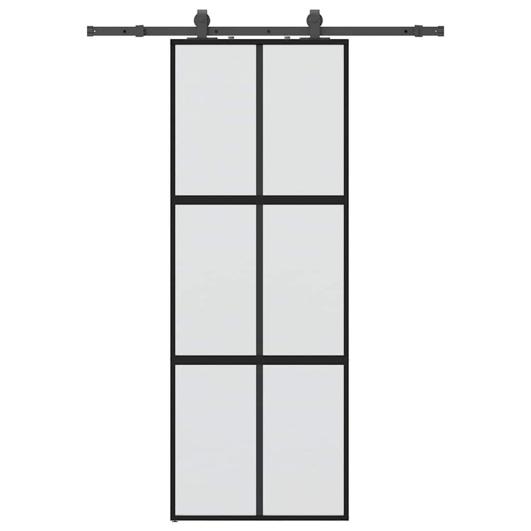 Vidaxl schuifdeur met beslagset 76x205 cm gehard glas zwart
