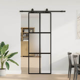 Vidaxl schuifdeur met beslagset 76x205 cm gehard glas zwart - afbeelding 1
