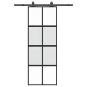 Vidaxl schuifdeur met beslagset 76x205 cm gehard glas zwart - afbeelding 2