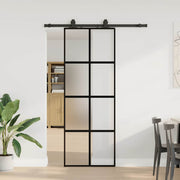 Vidaxl schuifdeur met beslagset 76x205 cm gehard glas zwart - afbeelding 1