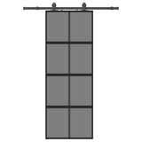 Vidaxl schuifdeur met beslagset 76x205 cm gehard glas zwart - afbeelding 2