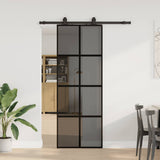 Vidaxl schuifdeur met beslagset 76x205 cm gehard glas zwart - afbeelding 1