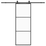 Vidaxl schuifdeur met beslagset 76x205 cm esg glas zwart - afbeelding 2