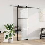 Vidaxl schuifdeur met beslagset 76x205 cm esg glas zwart - afbeelding 3