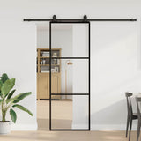 Vidaxl schuifdeur met beslagset 76x205 cm esg glas zwart - afbeelding 1