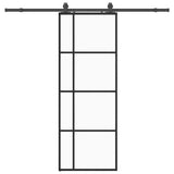Vidaxl schuifdeur met beslagset 76x205 cm esg glas zwart - afbeelding 2