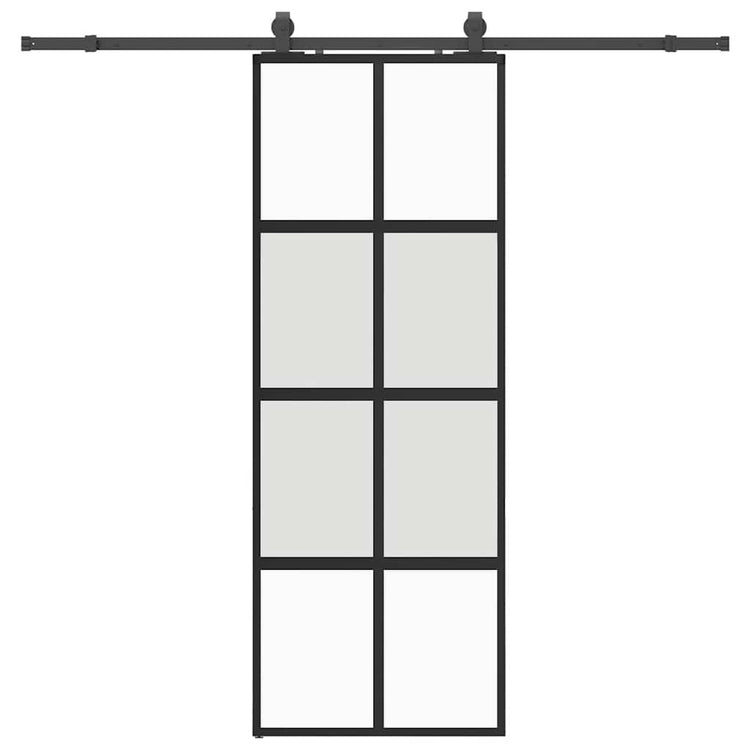 Vidaxl schuifdeur met beslagset 76x205 cm gehard glas zwart