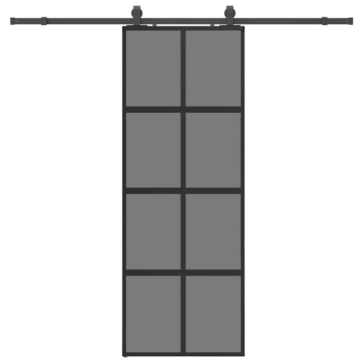Vidaxl schuifdeur met beslagset 76x205 cm gehard glas zwart