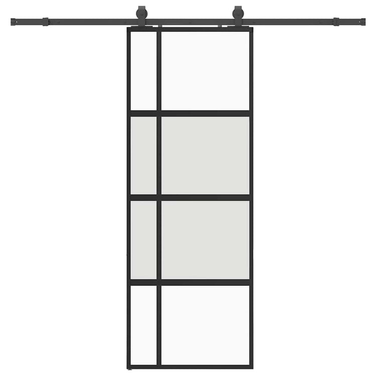 Vidaxl schuifdeur met beslagset 76x205 cm gehard glas zwart