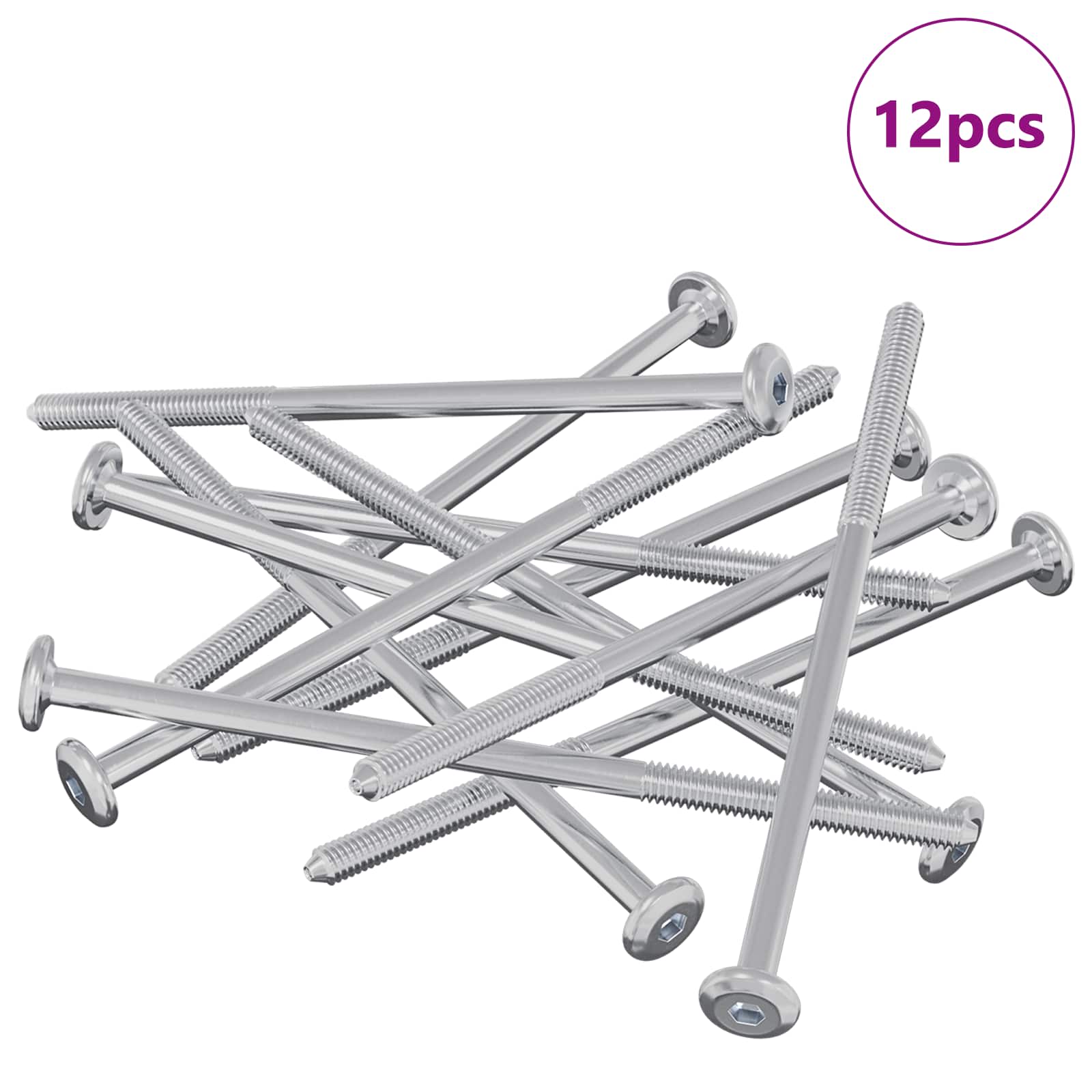 Vidaxl bout 12 pcs zilver m6 x 120 mm staal