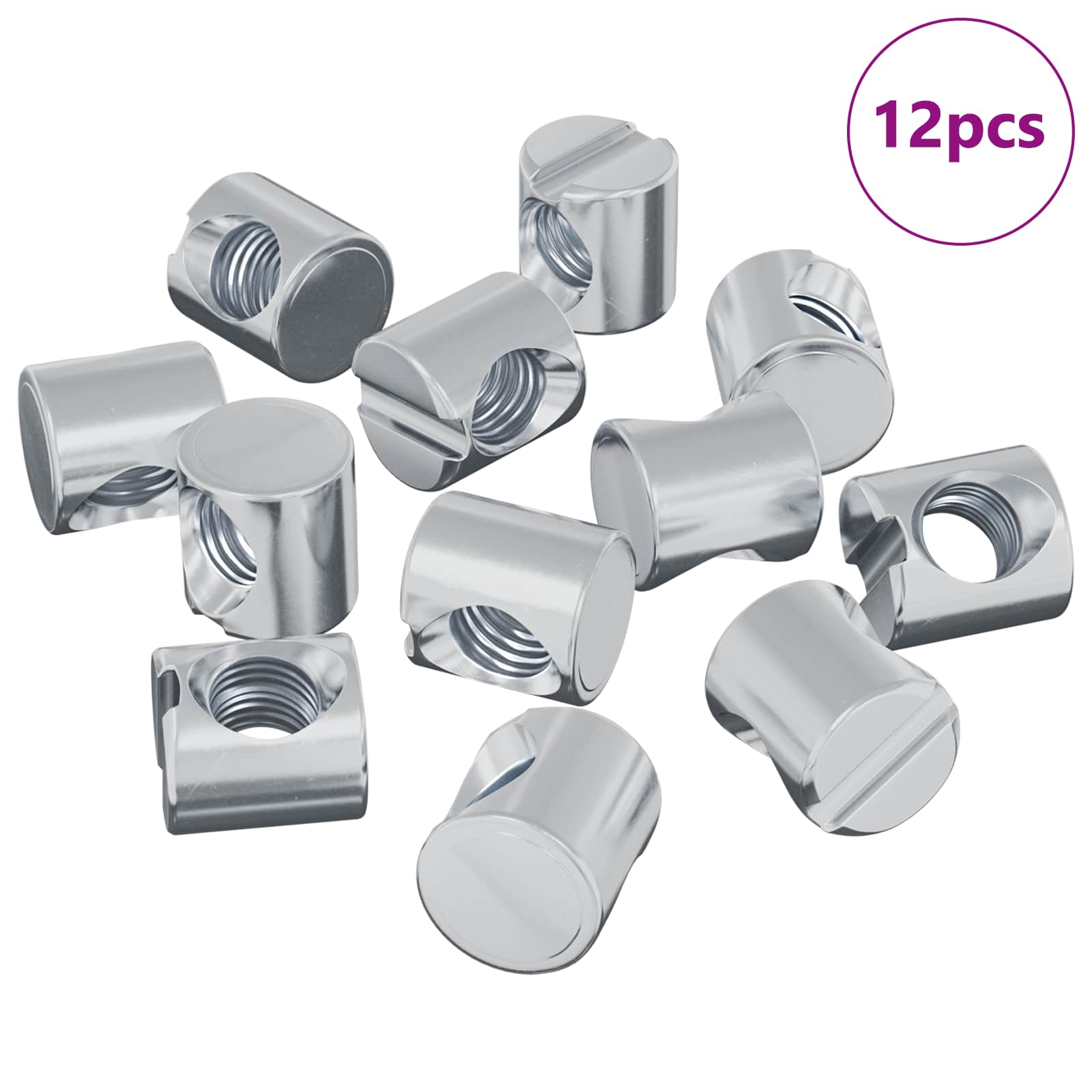 Vidaxl barrelmoeren 12 pcs zilver m6 x 12 mm metaal