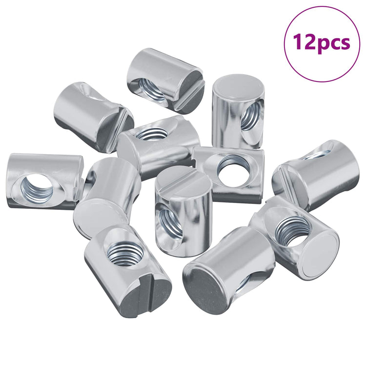 Vidaxl meubel barrelmoer 12 pcs verzinkt m6 x 13 mm ijzer