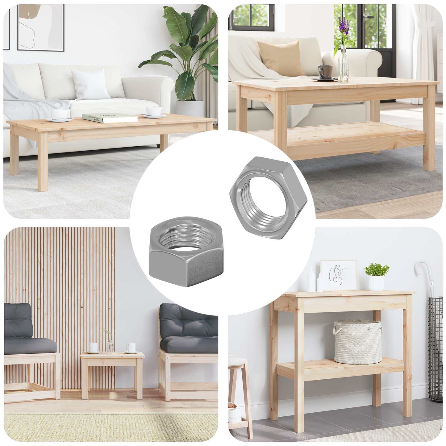 Vidaxl zeshoekige moeren 2 pcs zilver m6 staal