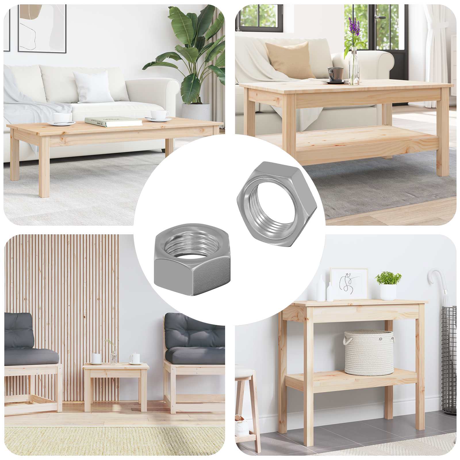 Vidaxl zeshoekige moeren 2 pcs zilver m6 staal
