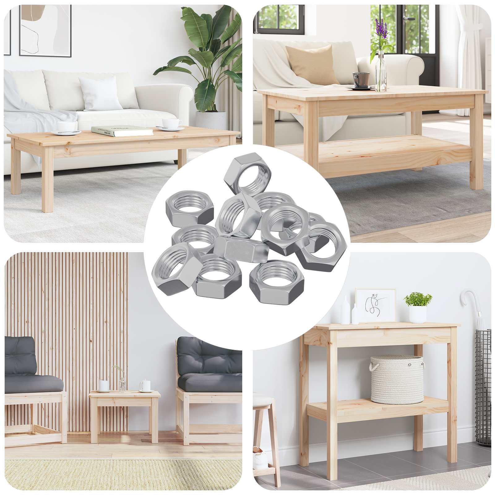 Vidaxl zeshoekige moeren 23377 pcs zilver ijzer