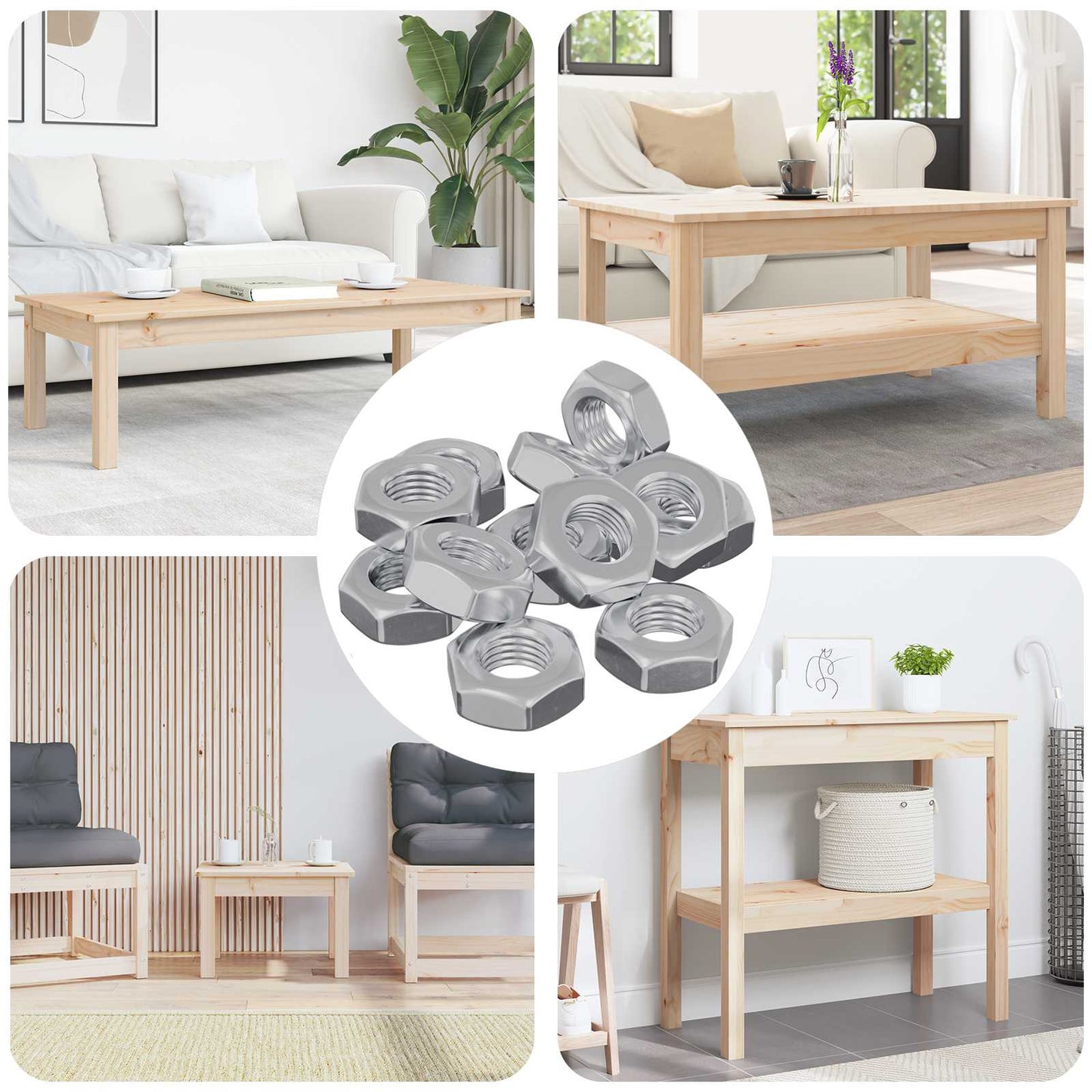 Vidaxl zeshoekige moeren 12 pcs zilver m8 ijzer
