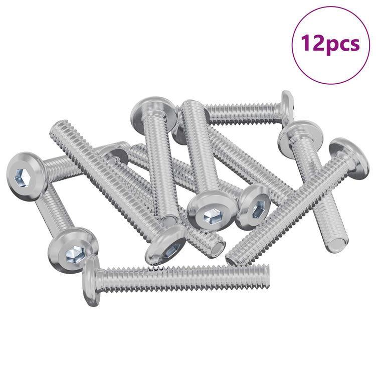 Vidaxl slotschroef effen 12 st zilver m6 x 35 mm staal
