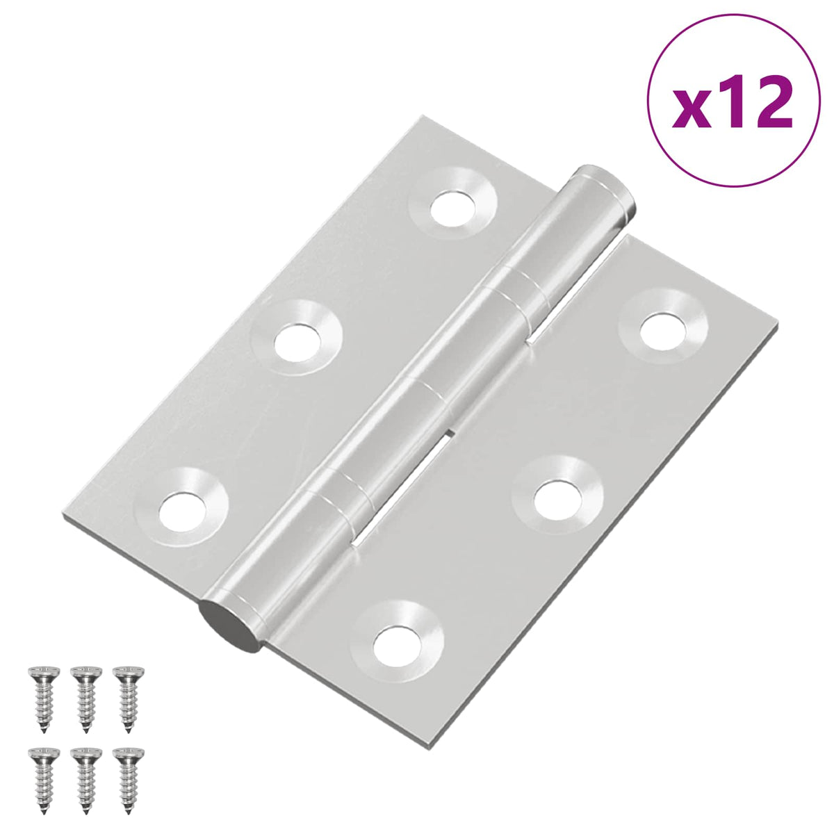 Vidaxl scharnier 12 pcs zilver 50 x 38 x 1,3 mm staal