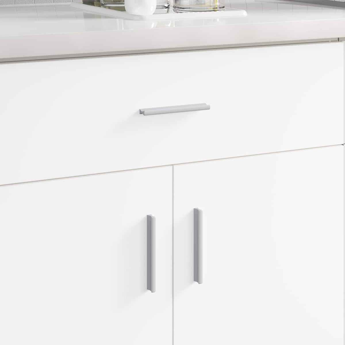 Vidaxl handvat effen 2 st zilver 105.7 x 7.4 x 15.5 mm aluminium