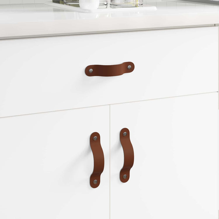 Vidaxl kast handvatten 12 pcs bruin 140 x 25 x 2,3 mm pu