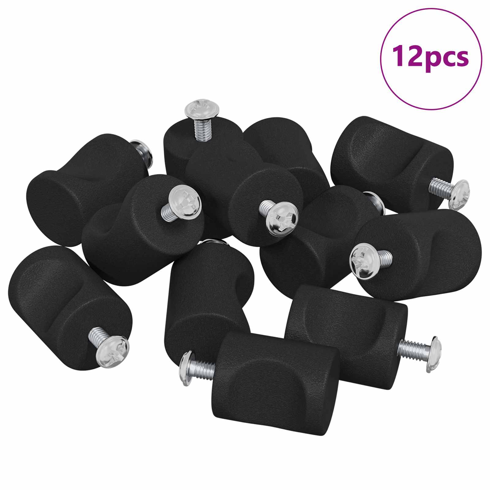 Vidaxl kastknoppen 12 pcs zwart m4 x 12 mm ijzer