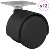 Vidaxl zwenkwiel 12 pcs zwart 39,5 x 39,5 x 37,8 mm ijzer en pp