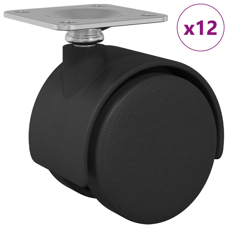 Vidaxl zwenkwiel 12 st zwart 39,5 x 39,5 x 37,8 mm ijzer en pp