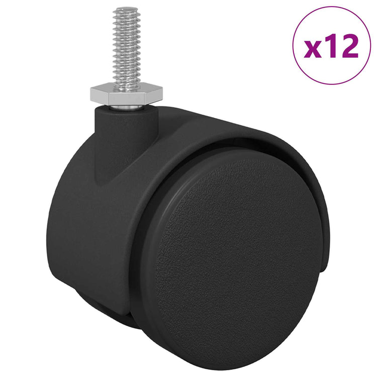 Vidaxl wielen 12 st zwart 40,1 x 37,8 mm pp en ijzer