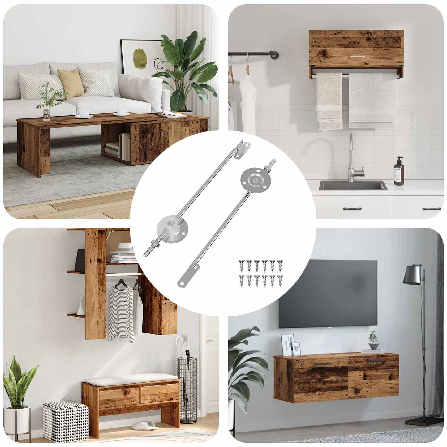 Vidaxl deksel ondersteunend scharnier 2 pcs zilver 194 x 36 x 18 mm