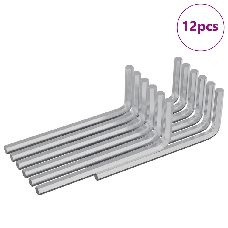 Vidaxl zeskantsleutel 12 st zilver 22 x 66 mm staal