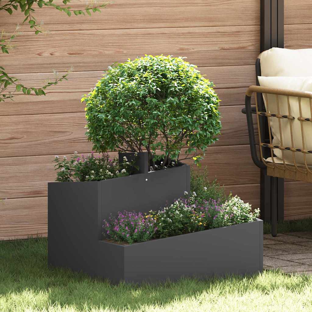 Vidaxl plantenbak zwart 60 x 60 x 50 cm koudgewalst staal