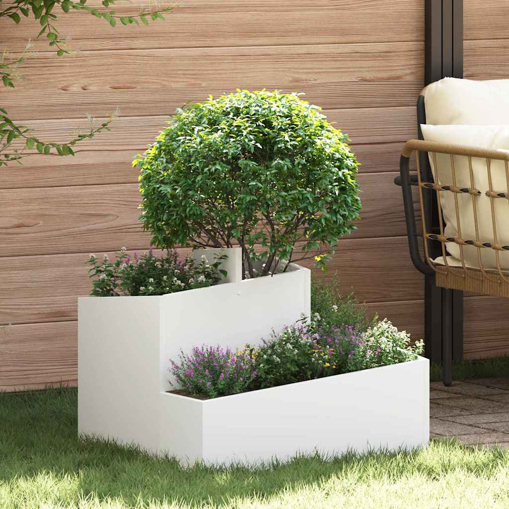 Vidaxl plantenbak wit 60 x 60 x 50 cm koudgewalst staal