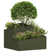 Vidaxl plantenbak olijfgroen 60 x 60 x 50 cm koudgewalst staal - afbeelding 3