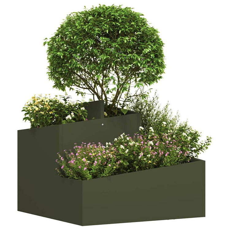 Vidaxl plantenbak olijfgroen 60 x 60 x 50 cm koudgewalst staal