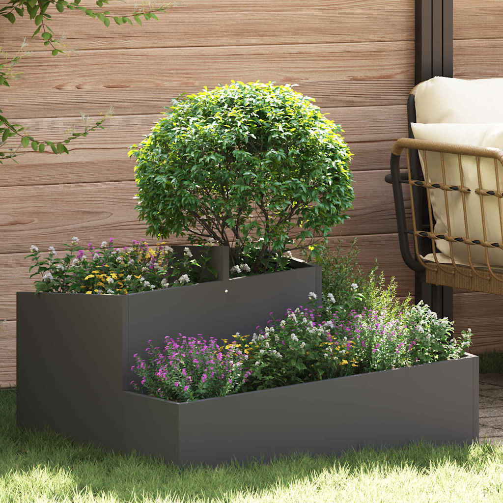 Vidaxl plantenbak zwart 80 x 80 x 50 cm koudgewalst staal
